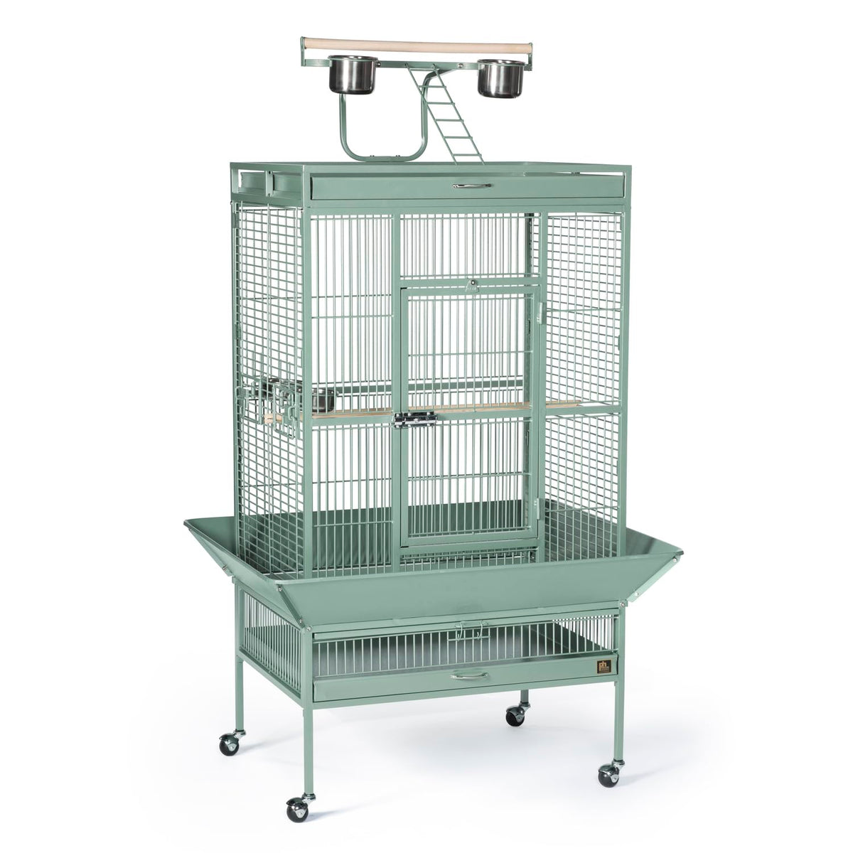 HomeStock Suburban Sophistication Playtop Bird Home with Spacious Design, Durable Materials, Removable Perches Medium/Sage Green