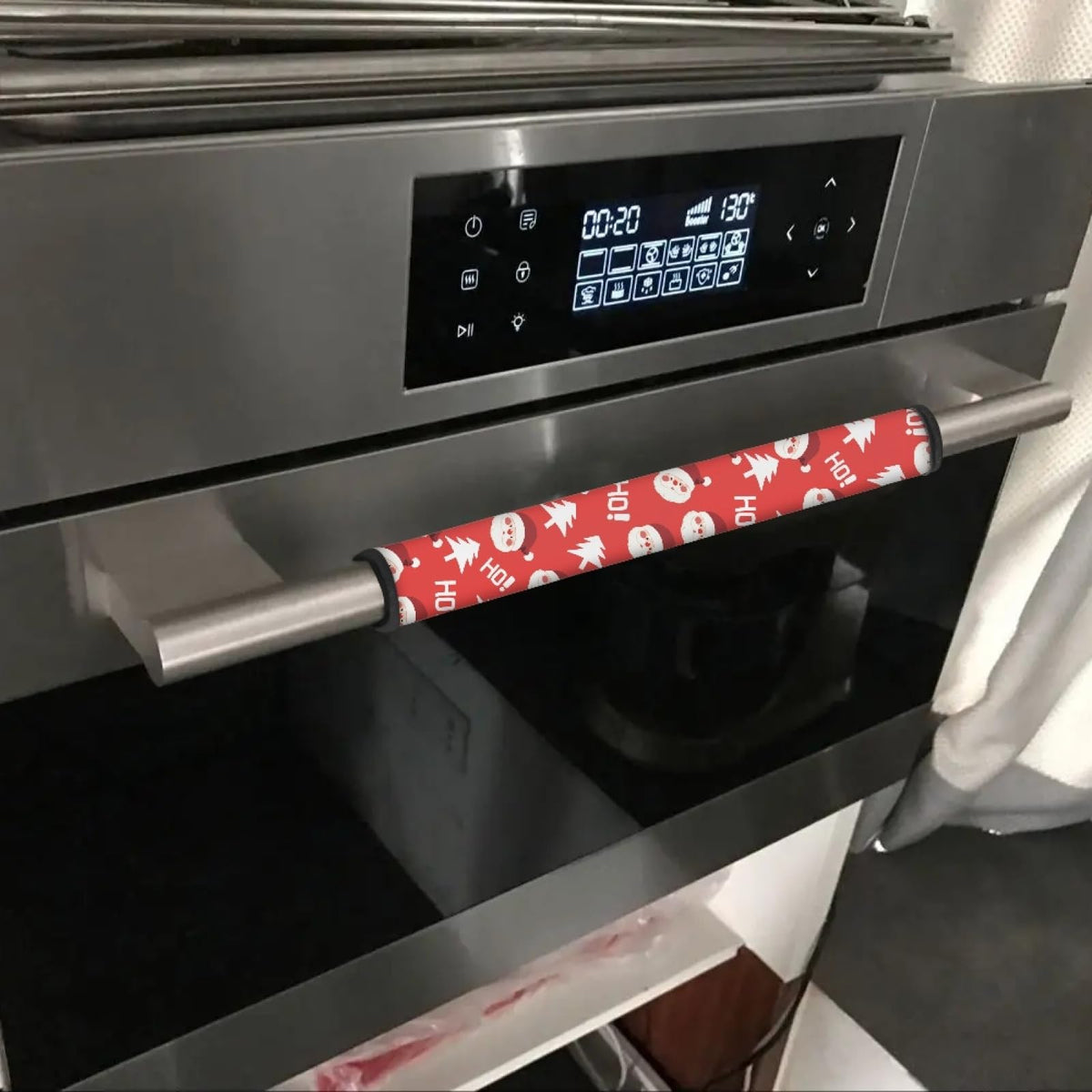 Freewander Christmas Fridge Door Handle Cover Cute Santa Claus Print Kitchen Appliance Door Handle Cover Appliance Dishwasher Handle Xmas Decoration