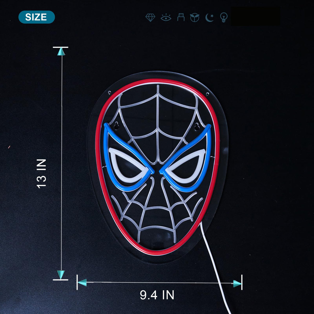 Spider neon sign for wall decor Anime Light Compatible with smart timing switch, 5V USB power supply Kids Bedroom Game Room Decoration(13x9.4 Inch)