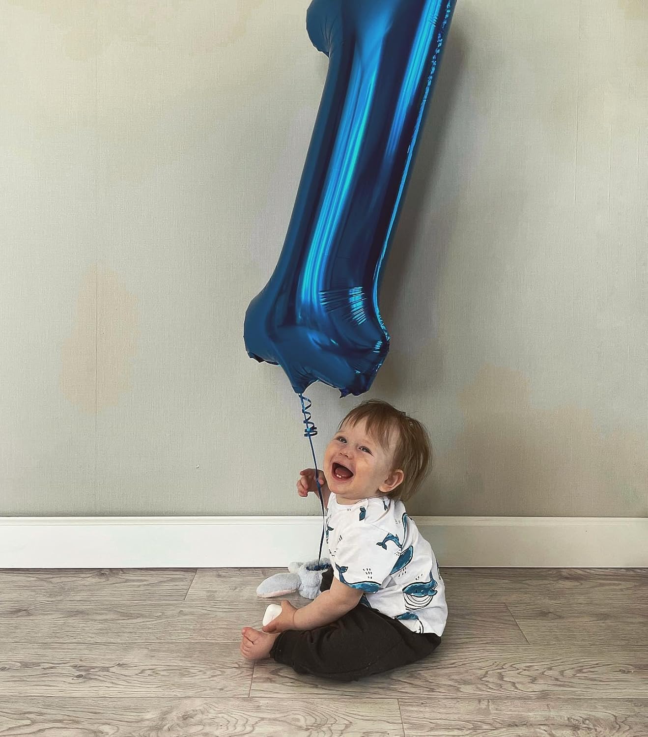 Metallic Blue Number 1 Balloon - 40 Inch First Birthday Decoration for Boys & Girls