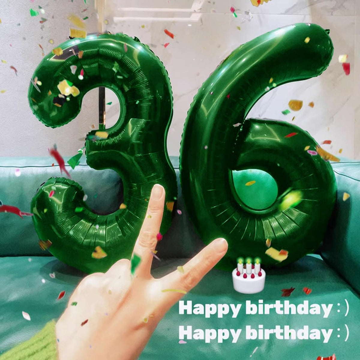 Skiennix Jumbo Green Number 6 Balloon - Mylar Foil Helium Balloon for Birthday & Anniversary Decor