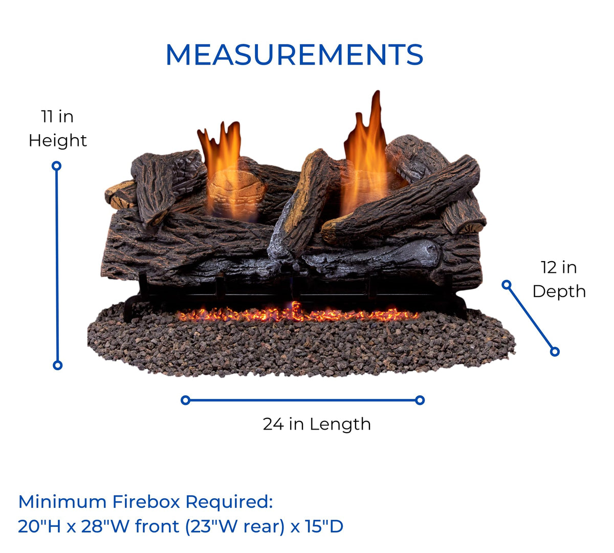 Duluth Forge Ventless Liquid Propane Gas Log Set - 24 in. Stacked Oak, 33,000 BTU, T-Stat Control - Model# DLS-L24T-2