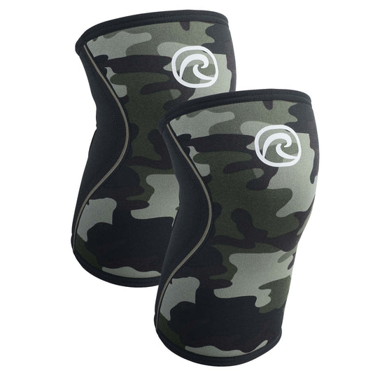 Rehband 5mm knee sleeve support for Cross Fit & heavy training, compression neoprene knee sleeve, feel stronger + more secure while workout, Colour:Camo - 1 Pair, Size:S