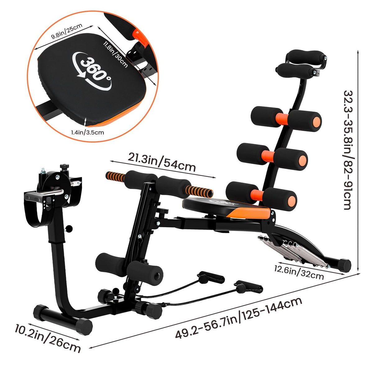 sxvbdway Ab Trainer Machine Weight Bench, Ab Workout Bench for Home Gym, Multi-Functional Adjustable Abdominal Crunch Machine, Abdominal Exercise Equipment for Total Body Workout Black