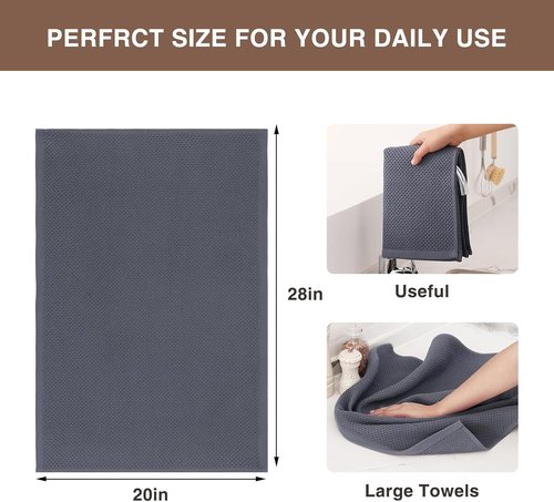 Homaxy 100% Cotton Kitchen Dish Towels - Ultra Soft, Absorbent & Quick Drying | 20x28 Inches, Dark Grey, 12-Pack