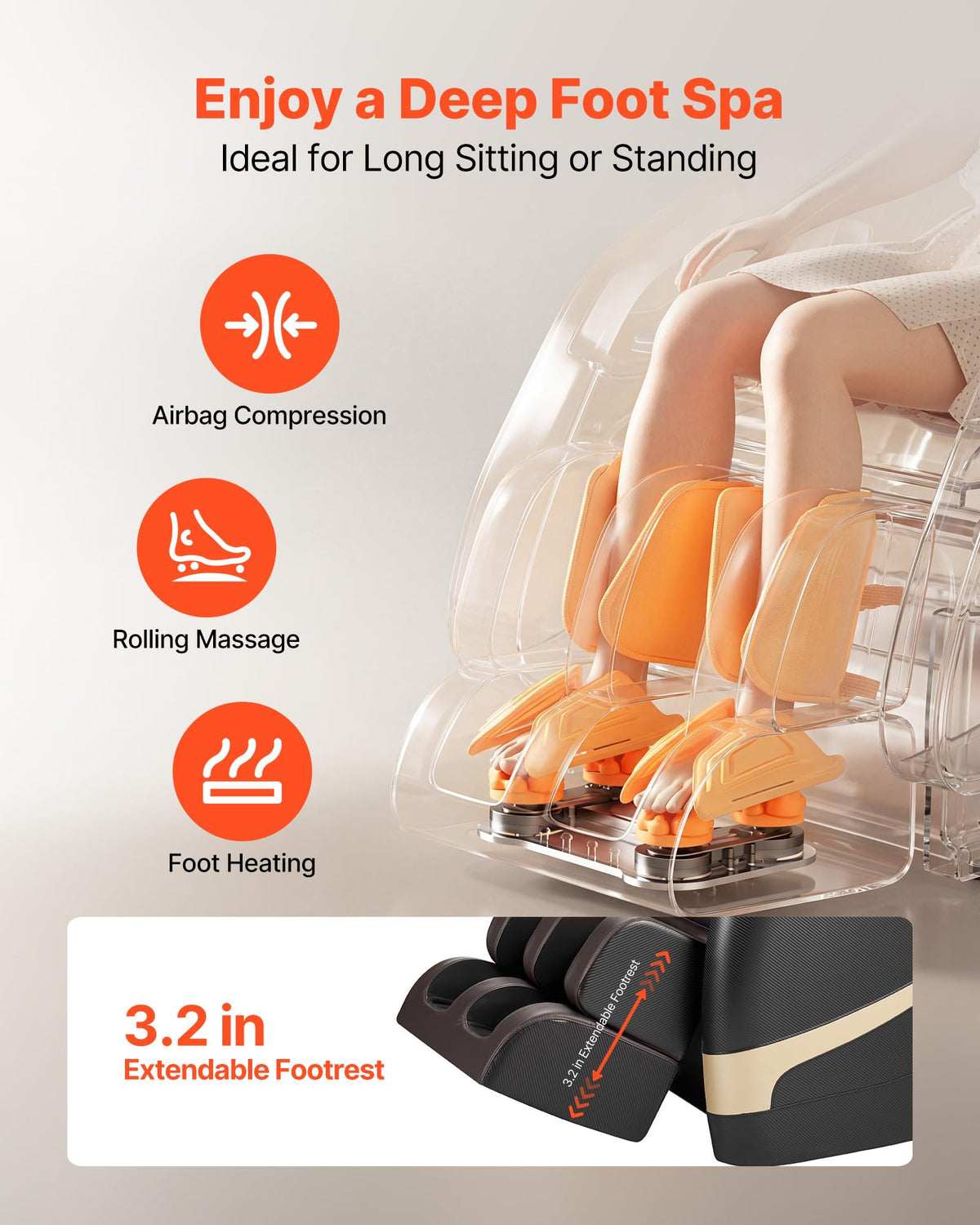 VEVOR Massage Chair, Zero Gravity Full Body Massage Chair with 10-Point Rollers, 5 Automatic Modes, 8 Airbags, Waist & Leg Heating, Bluetooth Speaker, Touchscreen Control, for Home and Office Use
