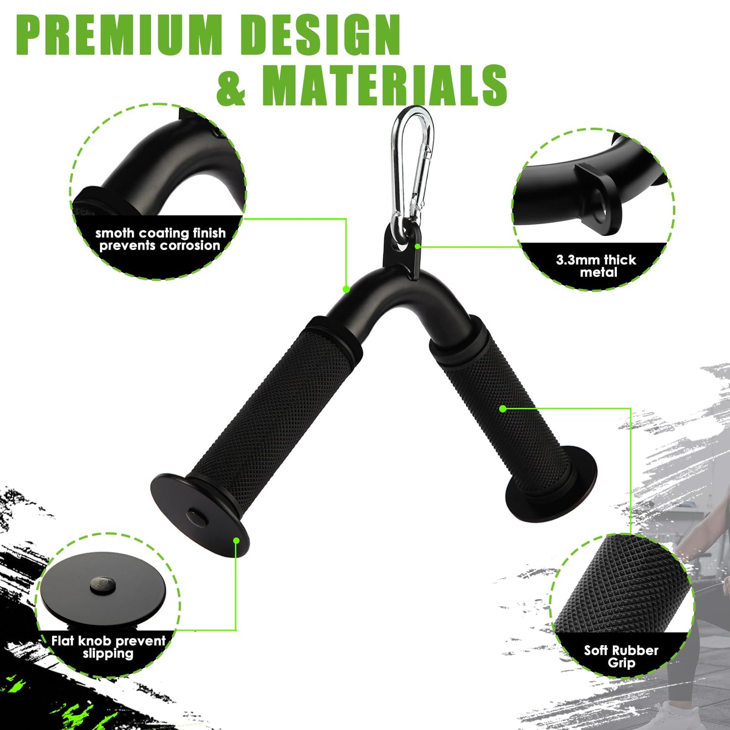 Lovind Tricep Pull Down Attachment,Bigger V Bar Attachment LAT Pulldown Attachments Cable Machine Accessories with Upgrated Grip for Home Gym Equipment (Tricep V Bar)
