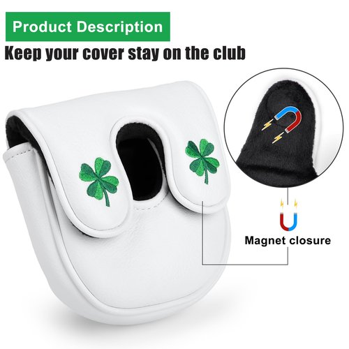 Golf Mallet Putter Head Cover, Magnetic Closure Leather Golf Headcovers Mallet Putter Cover for Golf DF3 Putter Golf Mallet Putter Cover for OZ1 MEZZ 1 MEZZ1 MAX (for DF3 Mallet Putter(Lucky Clover))
