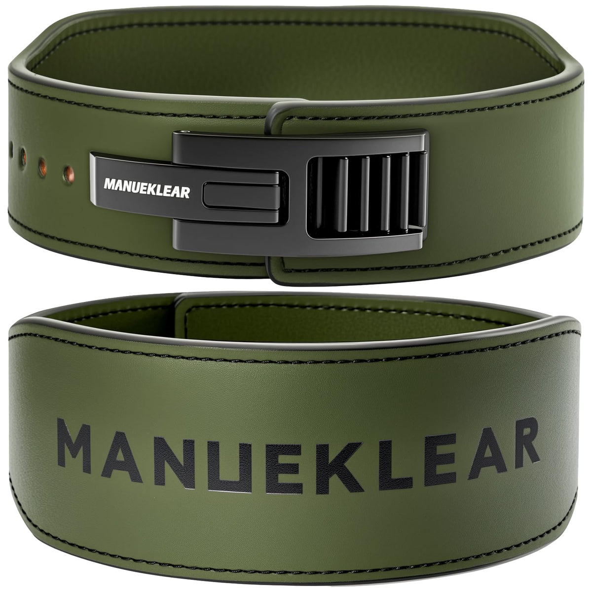 MANUEKLEAR Tapered Lever Weight Lifting Belt, 10MM Quick Locking Lever Belt Weightlifting Men, Lifting Belt Lever for Powerlifting & Deadlifts (Olive Green, XL (39-45inches))