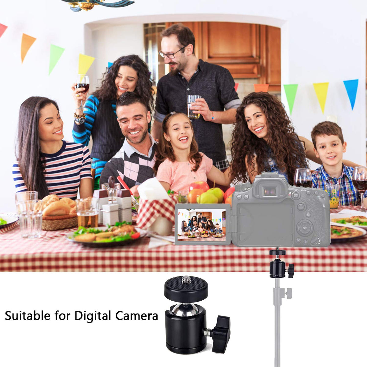 Universal 1/4" Swivel Mini Ball Head Screw Tripod Mount（2 Pack）, EszkozTA360 Degree Rotating Mount Base Adapter for DSLR Cameras HTC Vive Tripods Monopods Camcorder Light Stand…