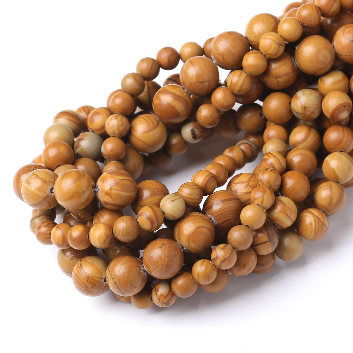 90PCS 4MM Natural Woodgrain Jasper Stone Beads Energy Healing Beads for DIY Jewelry Bracelet Necklace Making for Jewelry Making15Inch