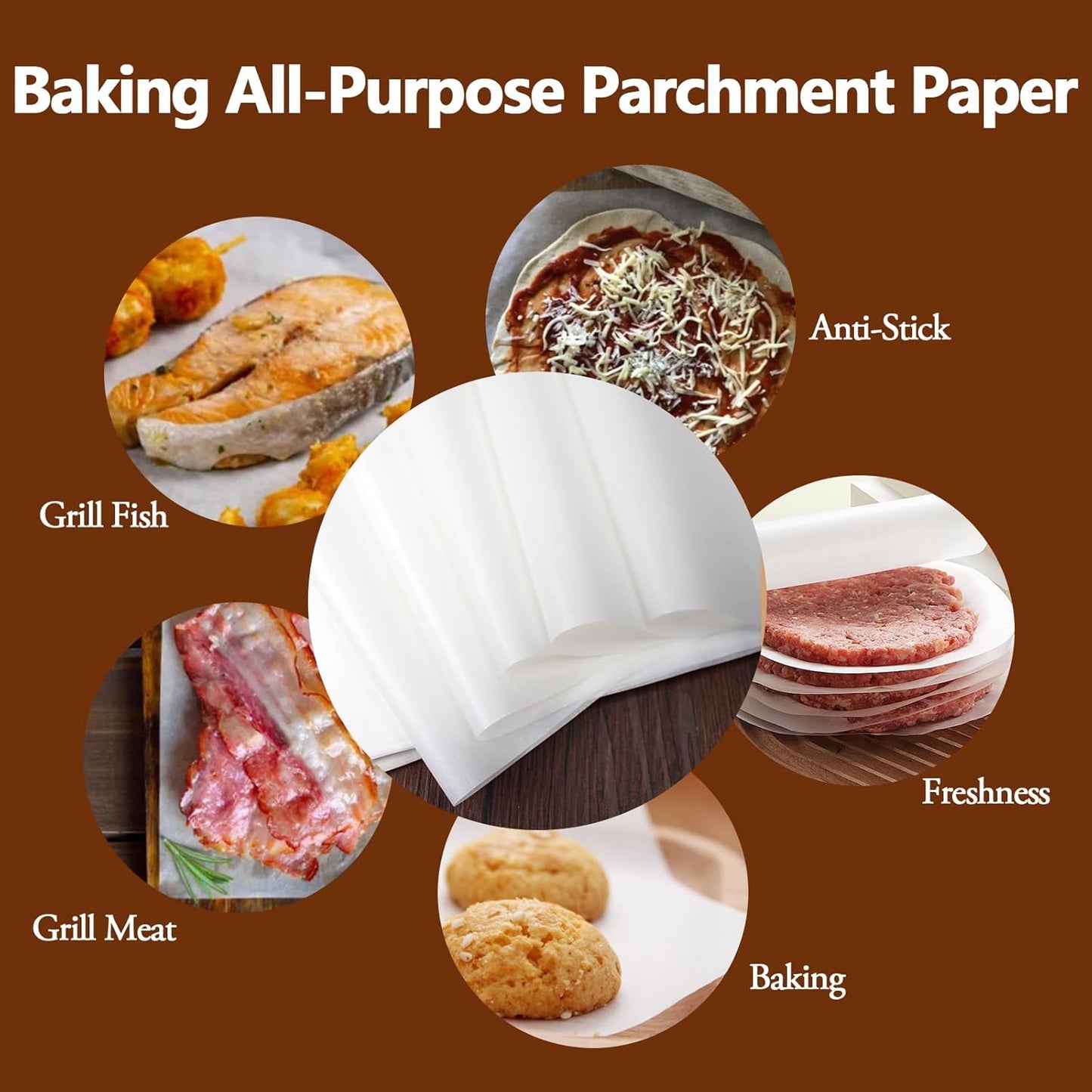 Skiennix 200PCS Heavy Duty Parchment Paper Sheets - Non-Toxic & Unbleached, 12x16 In for Baking & Grilling