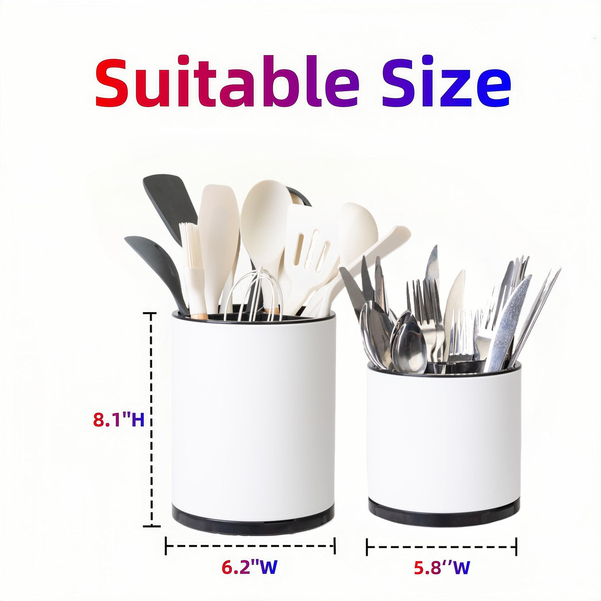 LIBODOUR Utensil Holder,Extra Large Utensil Holder for Kitchen Counter, Silverware Organizer, Stainless Steel Storage Cooking Caddy Flatware Spoon Spatula Tool Cutlery Container(2 Set)