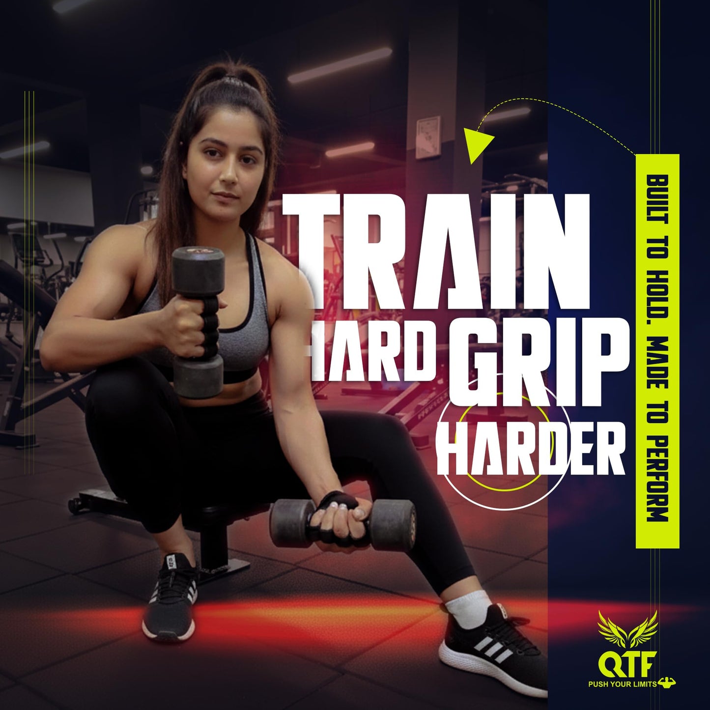 QTF Lifting Grips for Weightlifting Rubber Gloves Gym Palm Protector Grip Pads Replacement of Workout Gloves for Men & Women - Pads for Gym Weightlifting, & Pull Ups (Grey)