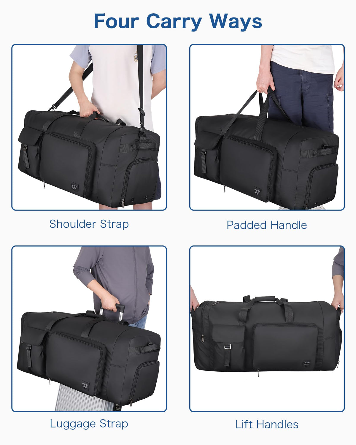 120L Travel Duffle Bag for Men and Women, Urtala 34” Large Duffle Bag for Traveling with Shoes Compartment, Foldable Travel Duffel Bags, Waterproof and Tear Resistant