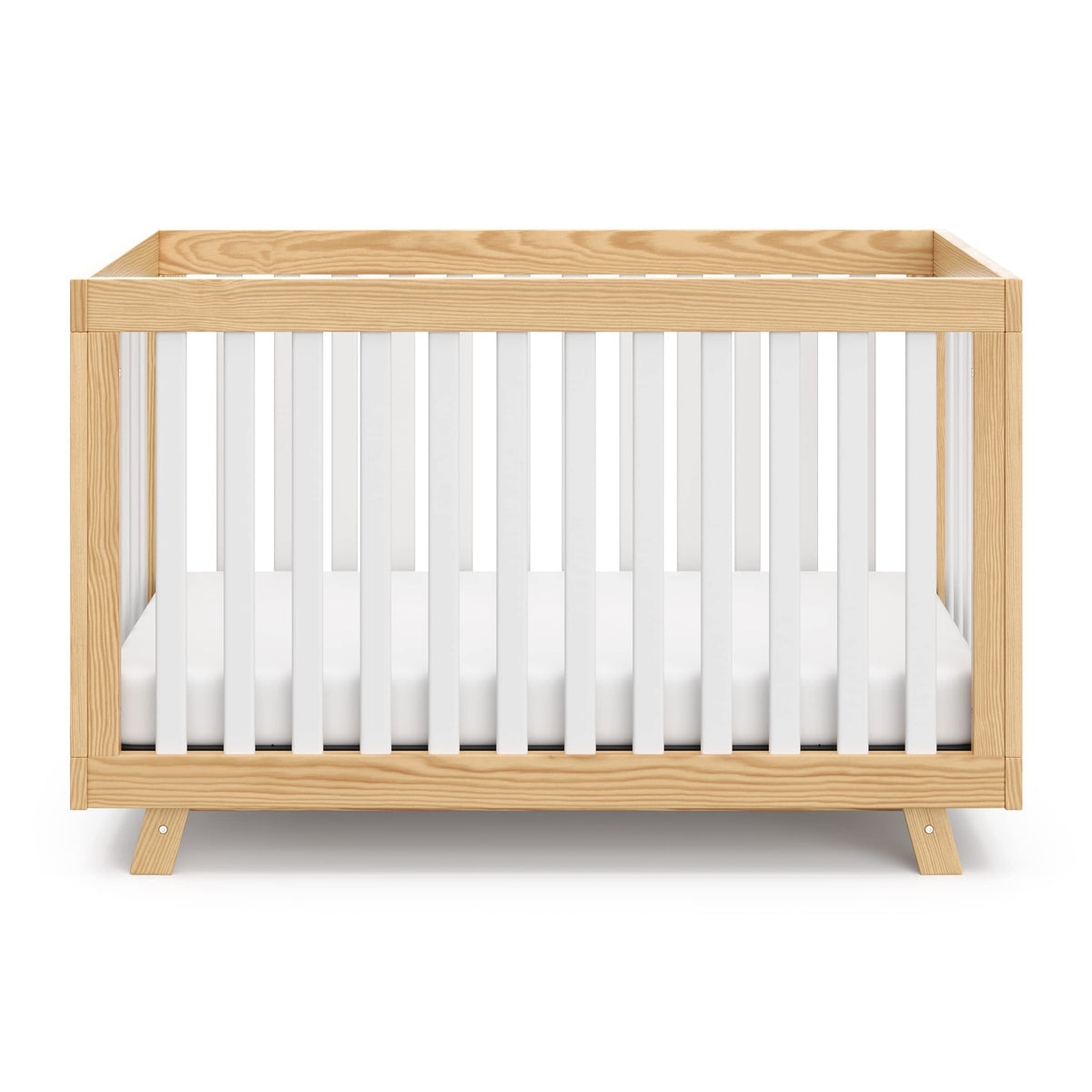 Storkcraft Beckett 3-in-1 Convertible Crib – GREENGUARD Gold Certified, Fits Standard Crib Mattress, Converts to Toddler Bed and Daybed, 4 Mattress Heights, Grow-with-Me Design (Natural and White)