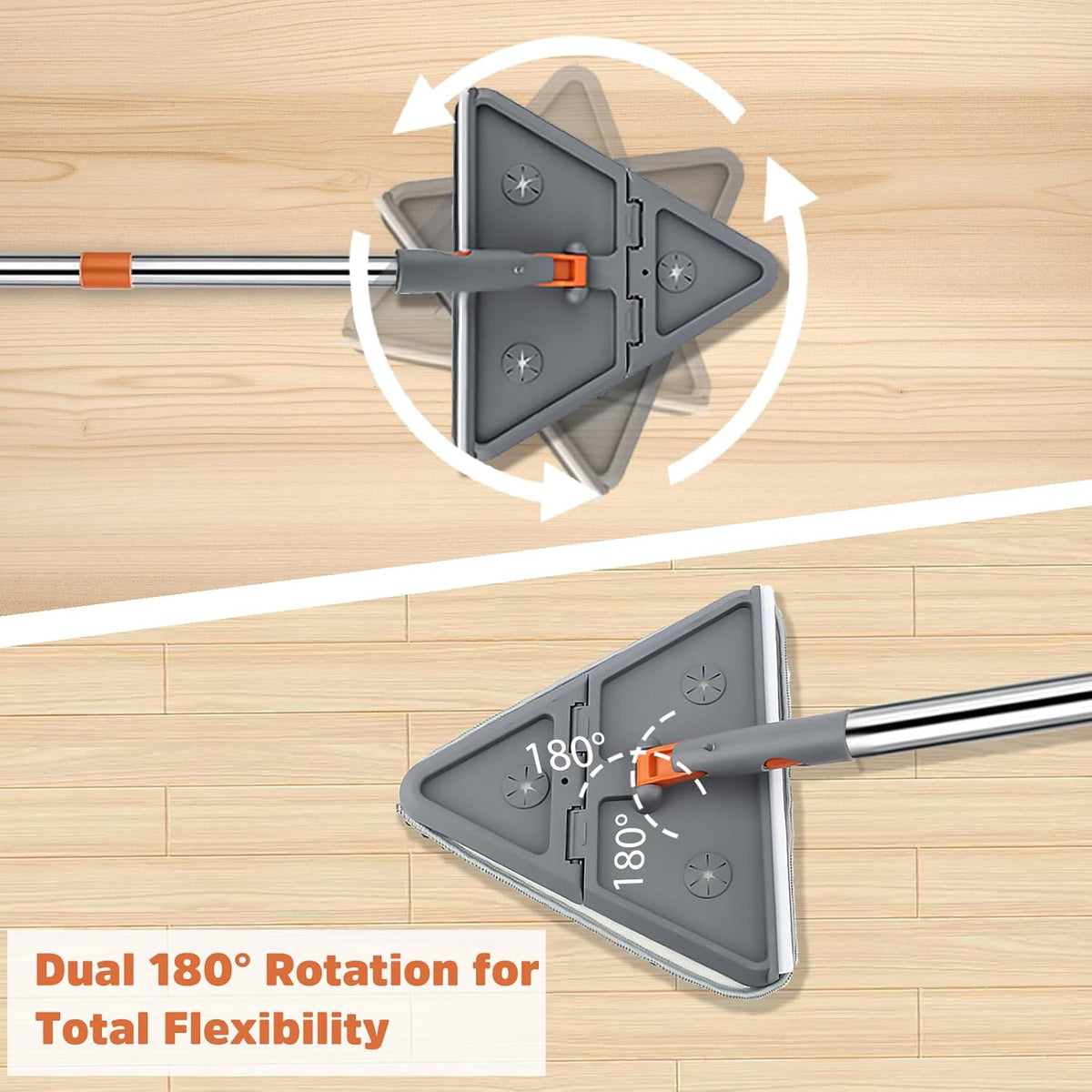 UIMO Wall Cleaner Mop - 2-in-1 Triangle & Rectangle Head with 94" Long Handle | 10 Washable Pads
