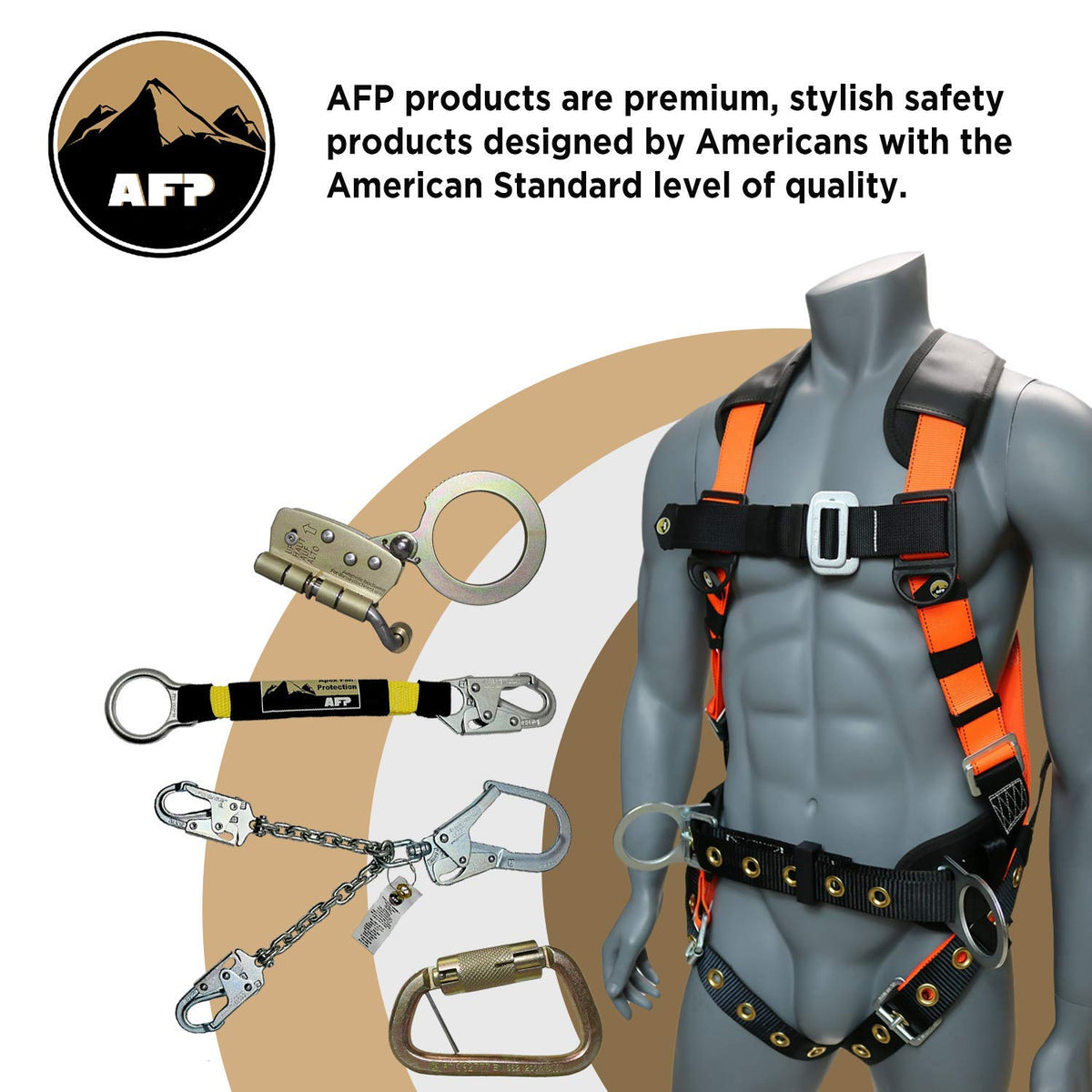 AFP Self-Locking Rope Grab with 2.25 inch Connecting Eye, used with 5/8’’ Lifeline Rope, For Construction, Climbing, Fall-Protection, 310 lb. Capacity (OSHA/ANSI Compliant)
