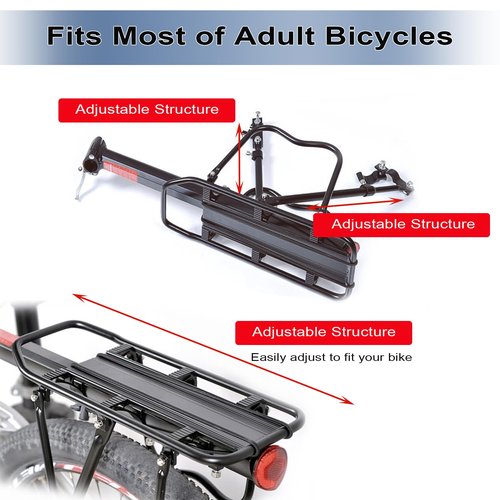 Bike Rear Cargo Rack - Adjustable Bicycle Trunk Pannier Back Rack with Fender and Reflector, Easy Install Quick Release Bike Luggage Carrier Rack with 130 lbs Capacity for Mountain, Road, City Bikes