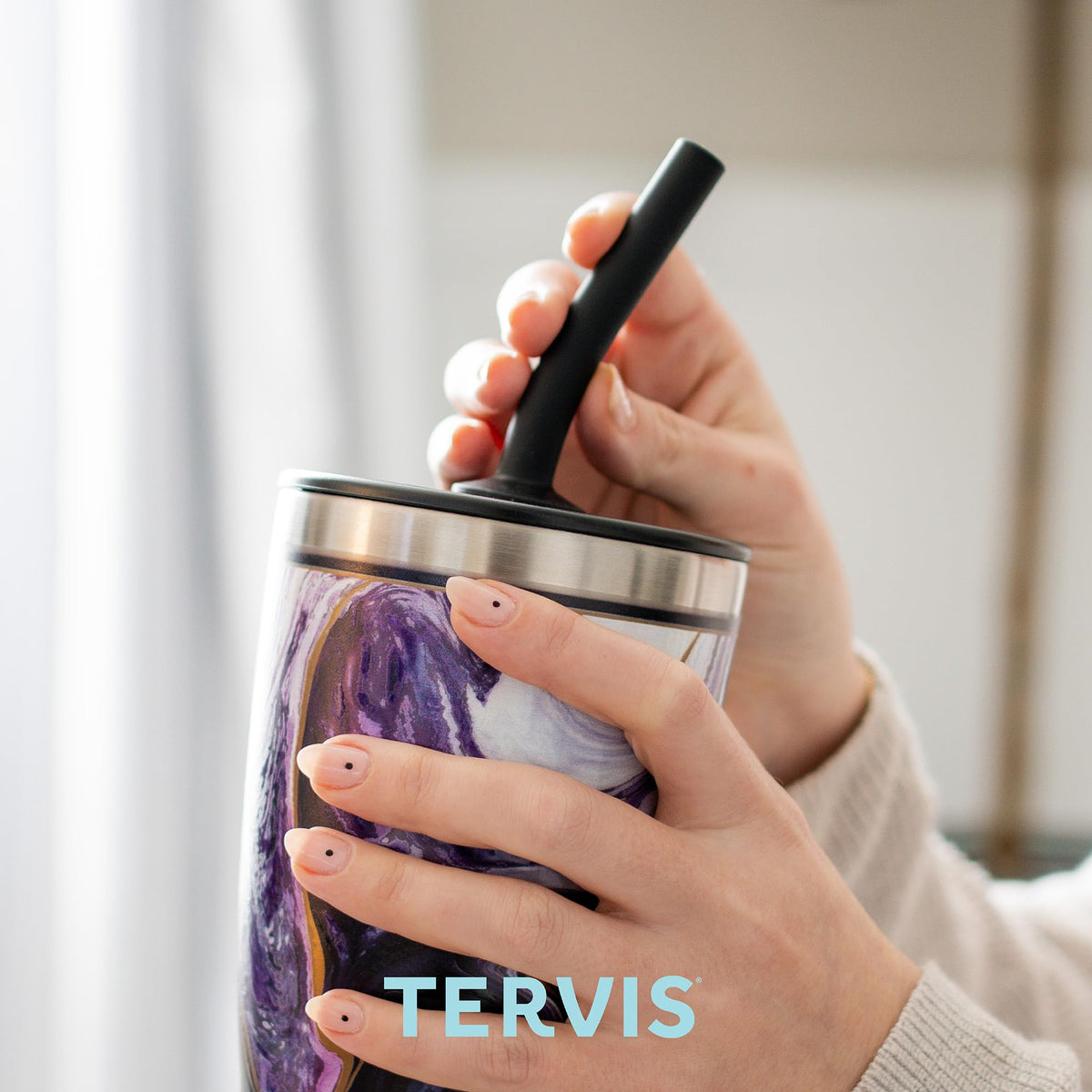 Tervis Beetlejuice Triple Walled Insulated Tumbler Travel Cup Keeps Drinks Cold & Hot, 30oz with Straw Lid, Stainless Steel