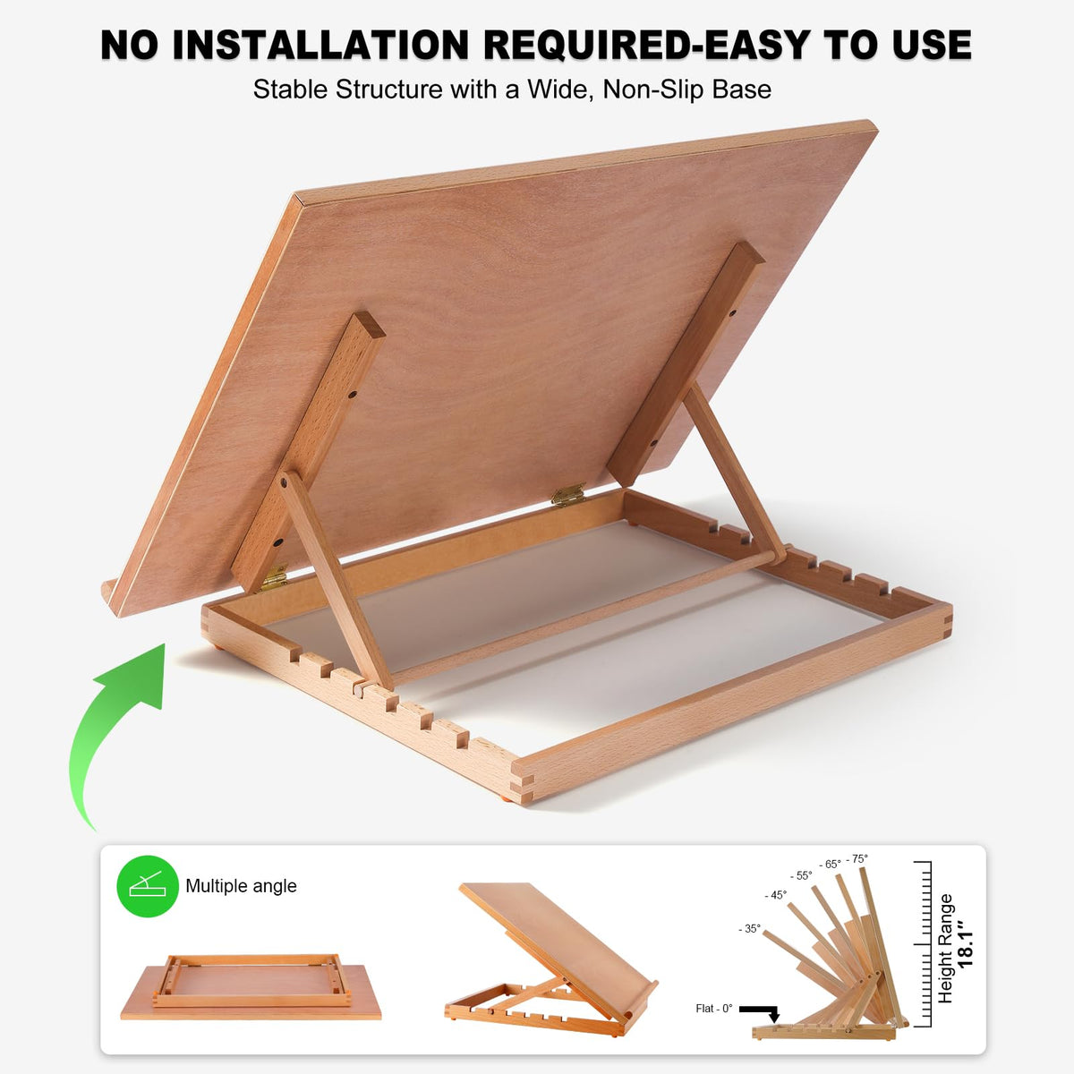 Tabletop Easel for Painting, 24.88"x17.28" Extra Large Adjustable Beechwood Drawing Board, Art Easel for Painting Sketching and Display Stand, Ideal for Diamond Art