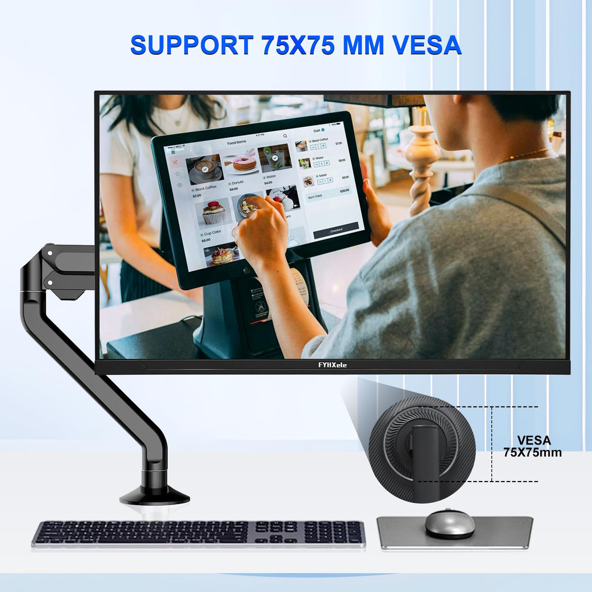 FYHXele 32 Inch Large Touchscreen Monitor QHD 1440P 100Hz,USB-C, HDMI, Displayport,Height/Swivel/Tilt/Rotating Adjustable Stand, IPS Multi-Touch PC Monitor for mall, Office, Gaming