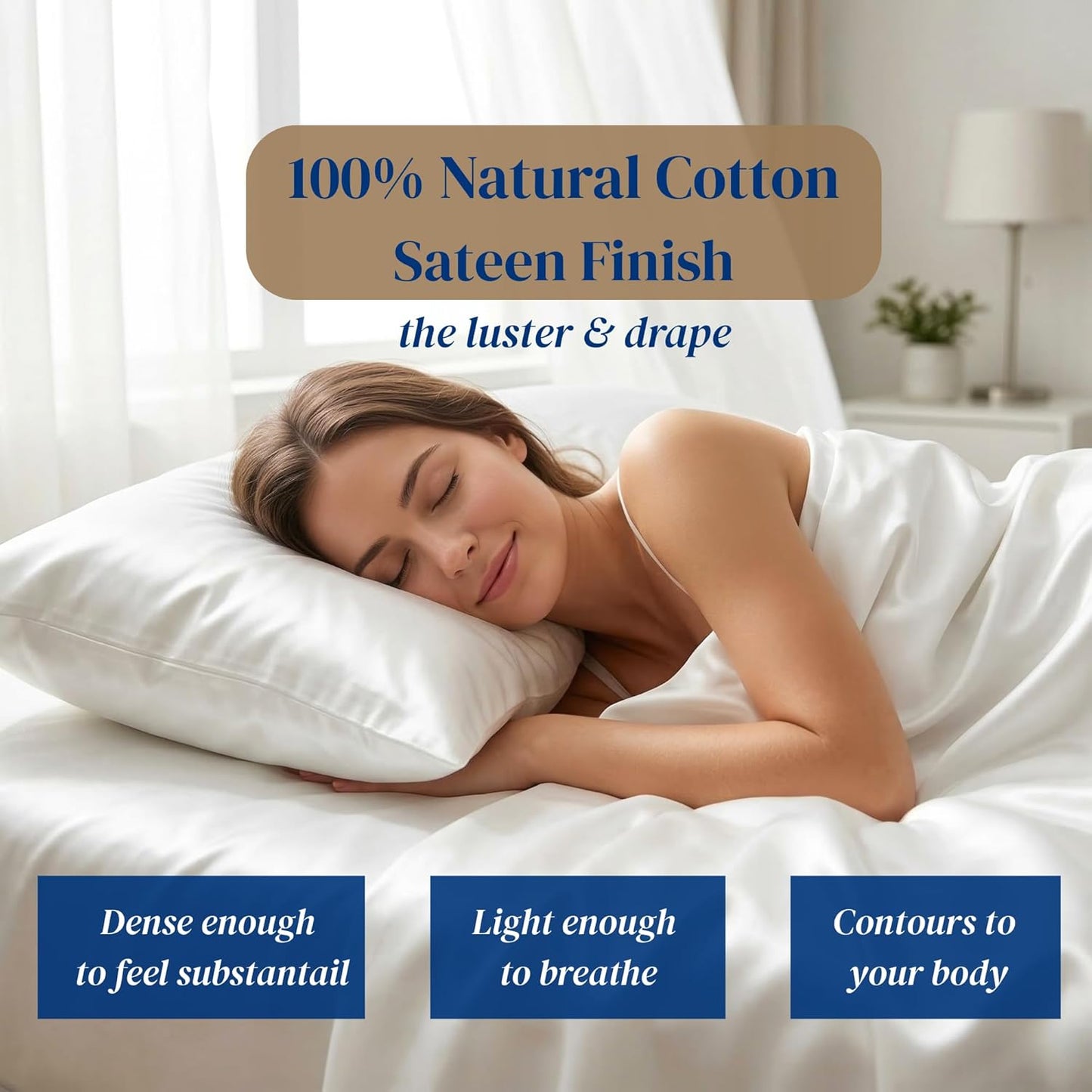Beckham Hotel Collection King Size Sheet Set - 100% Cotton Sateen, Silky Smooth & Soft, 16” Deep Pocket | White