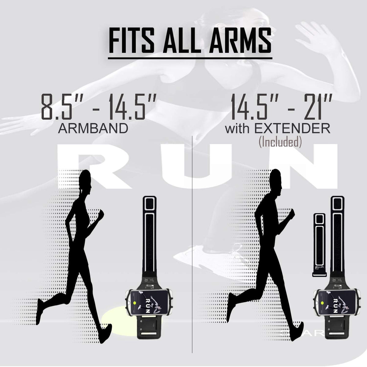 RevereSport Universal iPhone Running Armband (17/16/15/14/13/12/11/10/X/XR/SE/Air/Plus/Max/Pro). Phone Holder Case