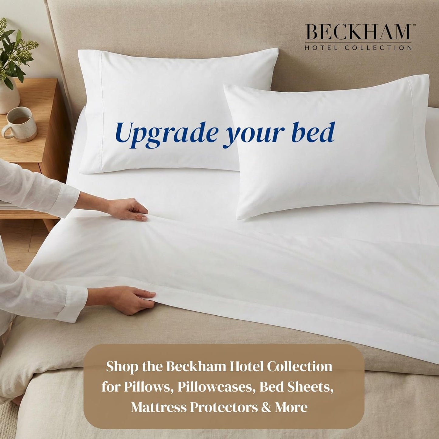 Beckham Hotel Collection King Size Sheet Set - 100% Cotton Sateen, Silky Smooth & Soft, 16” Deep Pocket | White