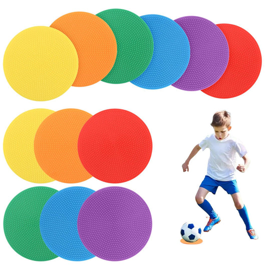 Ranjaner 12pcs 4inch Non-Slip Spot Marker, Poly Spot Markers for Agility Dot for Gym/PE Training, Rubber Circles Multiple Color Sports Markers for Sports Speed Training