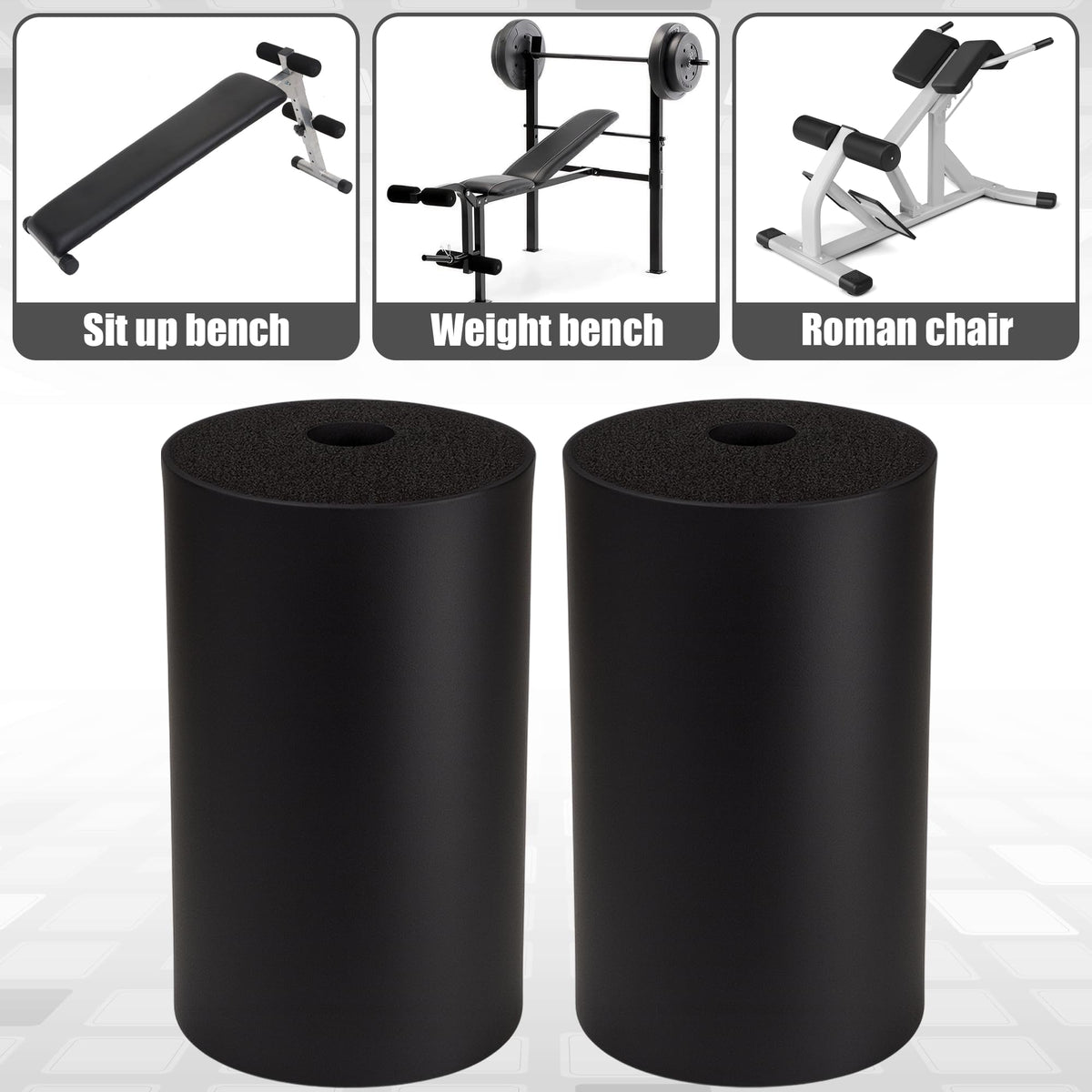 2Pcs Leg Extension Pad Replacement 7 Inch Foot Foam Roller for Weight Bench, PEC Deck, PU High Density Sponge Cover for Home Gym Workout Legs Training Accessories Used for Inversion Table Sit Ups Tube