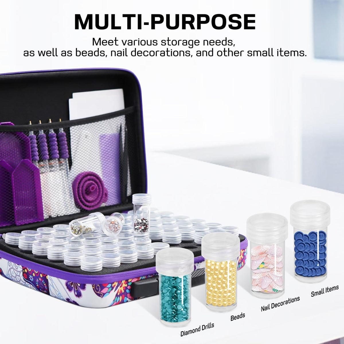ZORETCO Diamond Painting Storage Case,60 Slots Diamond Art Kits with Accessories for Craft Jewelry Beads Organizer Boxes