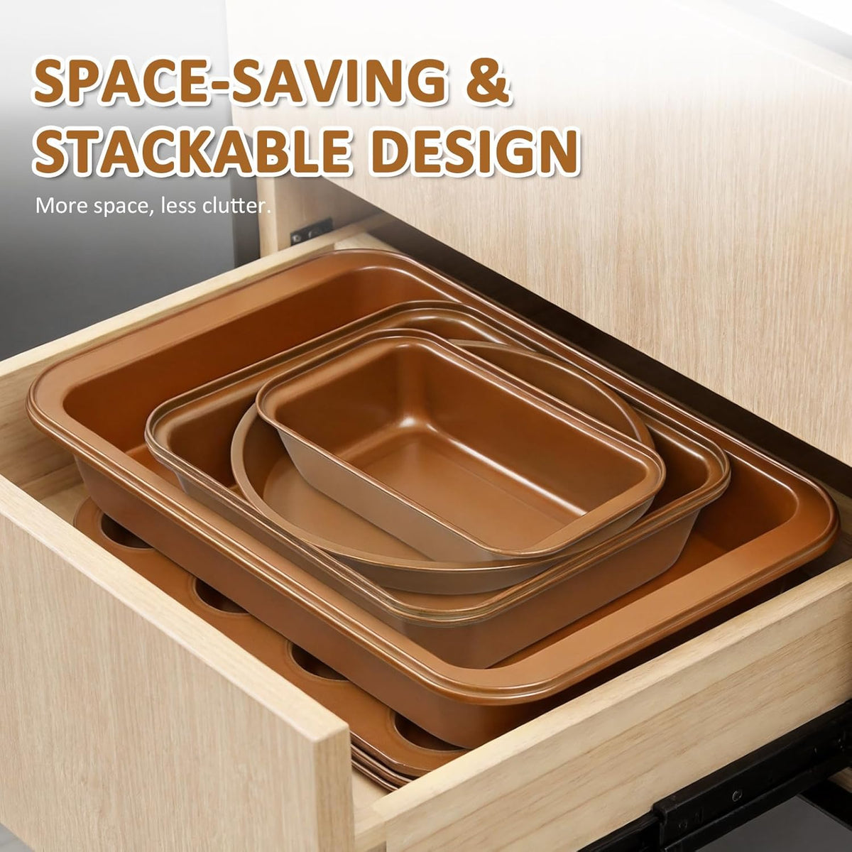 10PCS Nonstick Baking Pans Set | Oven & Dishwasher Safe Bakeware - Includes Cookie Sheets, Muffin Pan, Bread Pan, Cake Pan, Roasting Pan - Gold