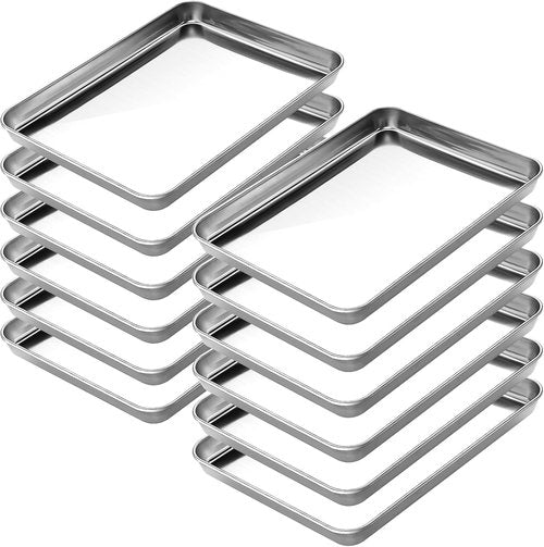 CEKEE Stainless Steel Baking Sheet Set - Heavy Duty 16-Inch Cookie Sheets for Toaster Oven | 12-Piece Set