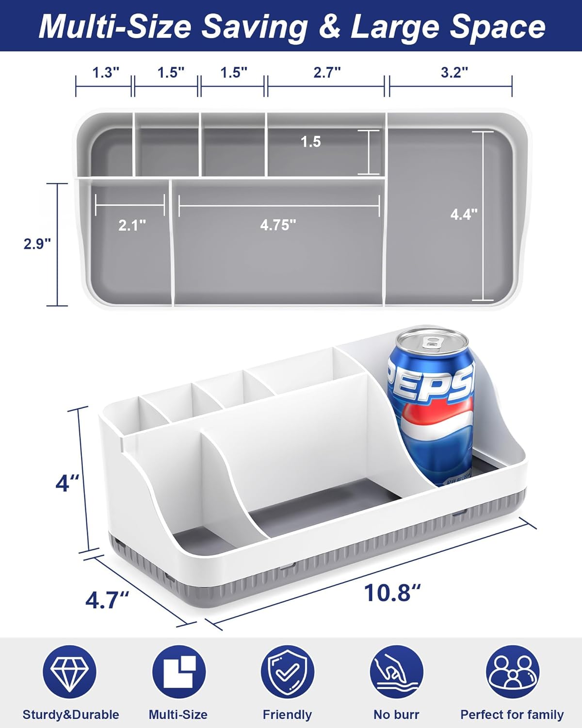 Skiennix Bathroom Counter Organizer - 7 Slot Detachable Toothbrush Holder | Anti-Slip Vanity Storage for Adults & Kids