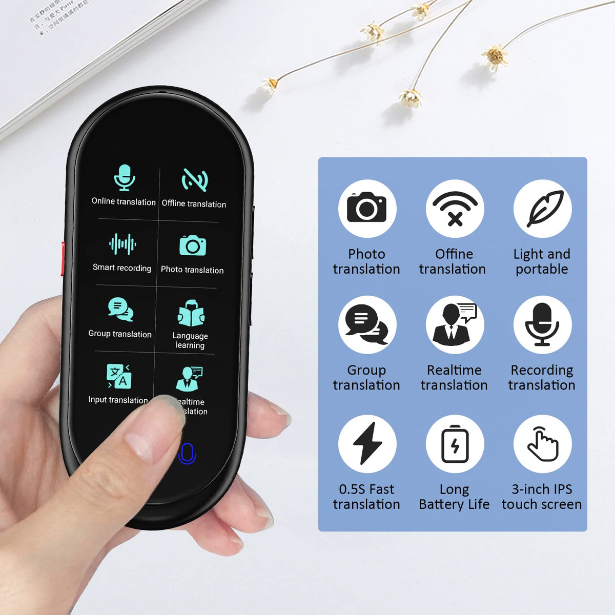 Language Translator Device, Portable Translator No WiFi Needed, Offline Voice Photo Translation, 150 Languages Supported, High Accuracy VORMOR Translator for Travel Business Learning (Black)