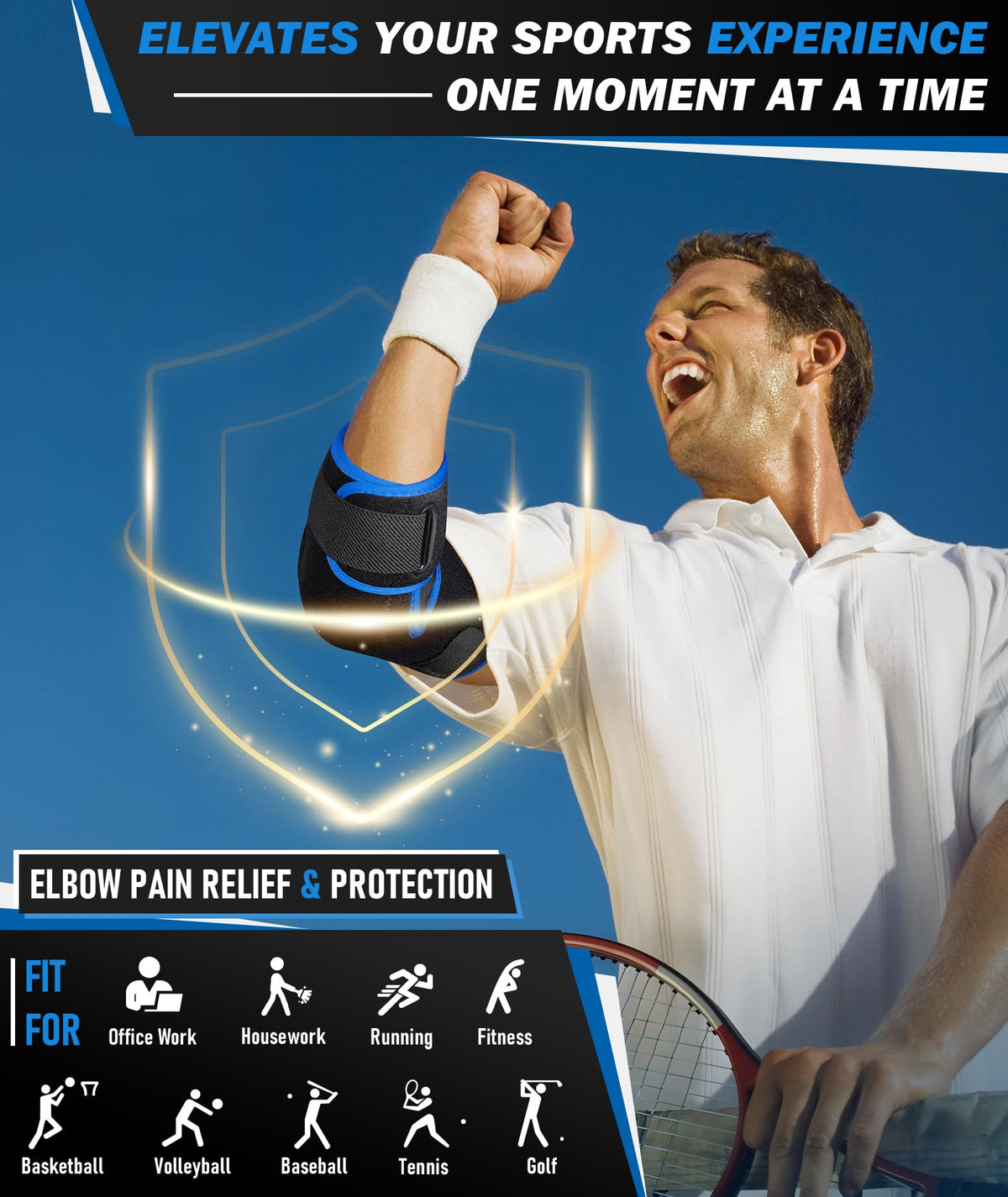 OXYSAIKO Elbow Brace for Tennis Elbow & Tendonitis- Adjustable Compression Sleeve Strap for Sports Injury, Bursitis, Arthritis Pain Relief, Elbow Support for Men & Women