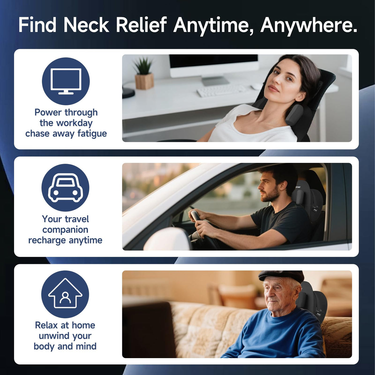 weyais Neck Massager Pillow, Neck and Shoulder Relaxer with Heat, 3 Modes and Strengths, Neck Massager for Pain Relief Deep Tissue, Remote Control, Gifts for Mom Dad Friends, Black