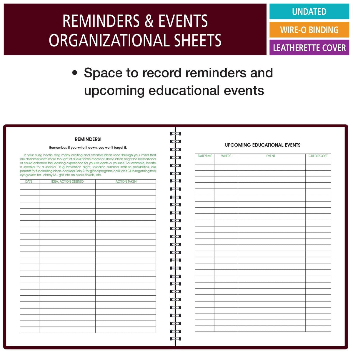 Class Record Book for 9-10 Weeks. 35 Names. Larger Grade Recording Squares. (R1035)