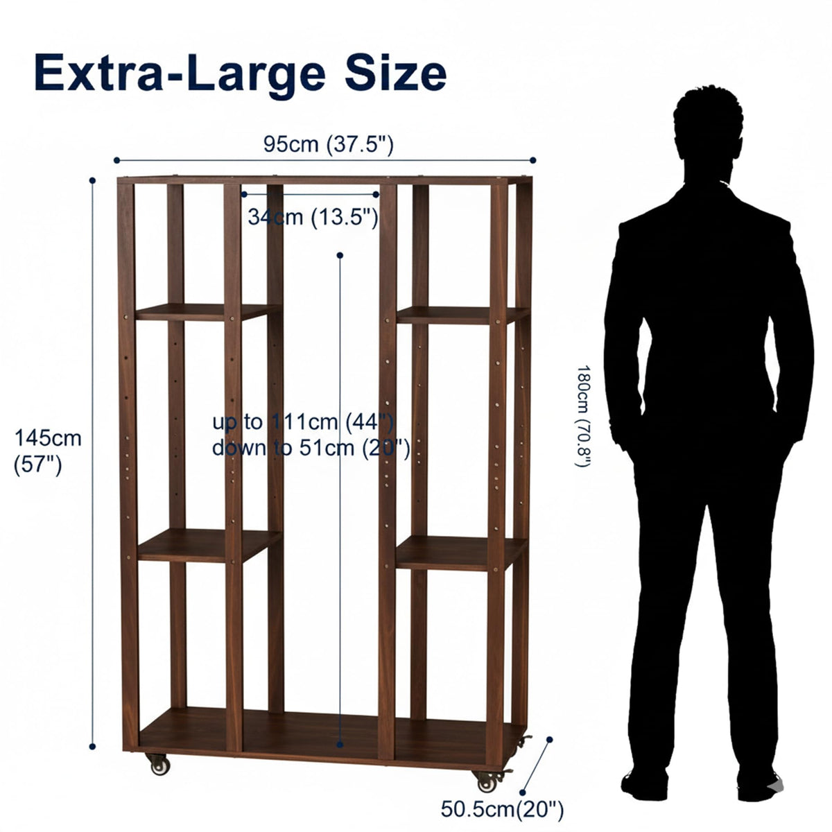 MOOFI Extra-Large Art Storage Rack with Wheels, Adjustable Display Wooden Drying Rack for Canvas, Panels, Prints and Artworks, Multi-Tier Art Organizer for Galleries, Classroom, Studios (Walnut)