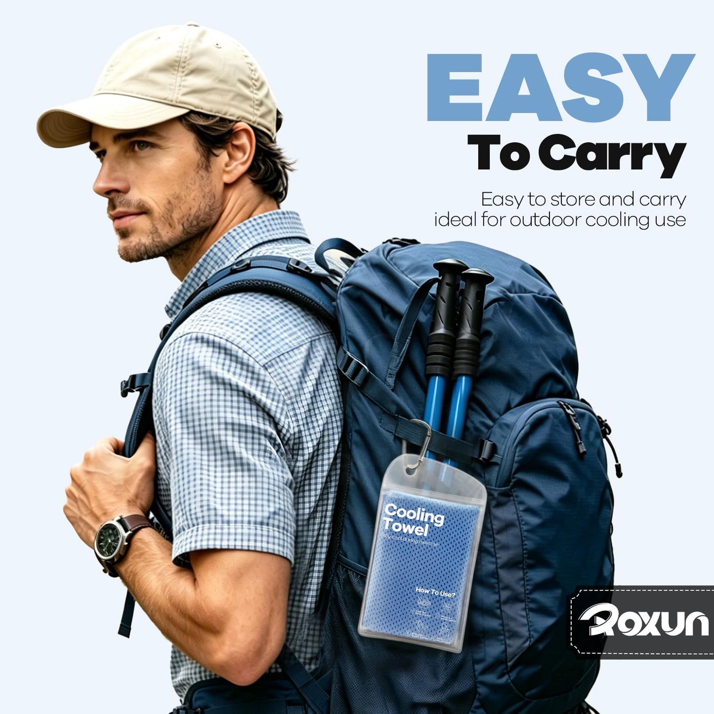 ROXUN 4 Pack Cooling Towels, 40''x12'' Soft Breathable Chilly Neck Ice Towel for Workout Running Golf Gray+Dark Gray+Blue+Grayish Blue