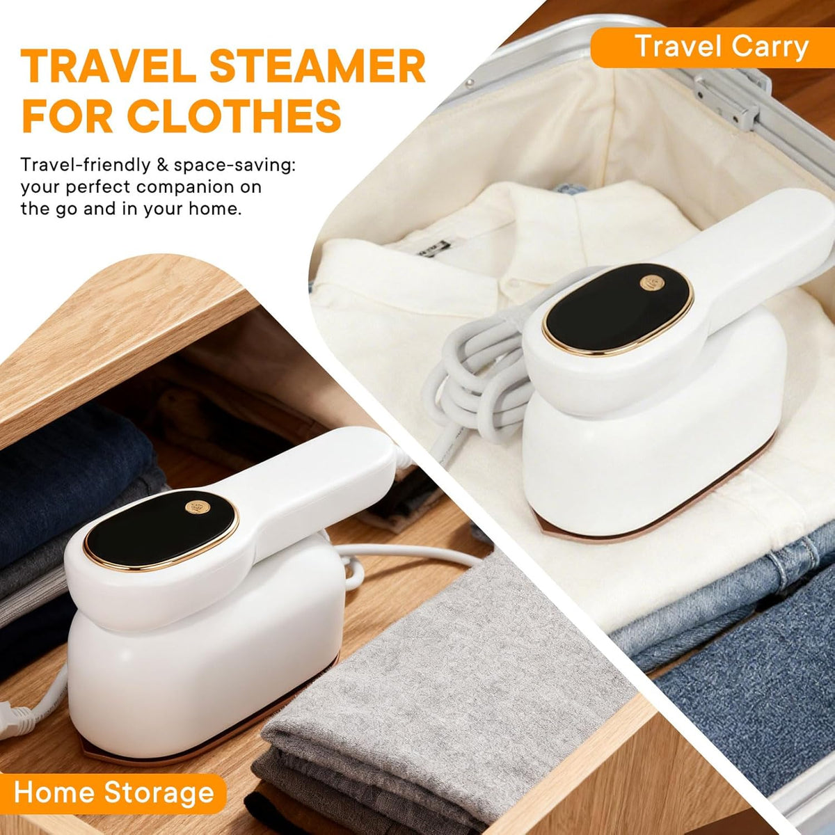 **Skiennix Smart Travel Steamer - 1200W Handheld Mini Iron with LCD Display & 3 Steam Modes | Fast Heat-Up**