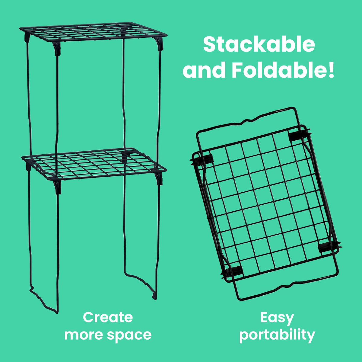 LockerMate Stac-A-Shelf Locker Organizer Shelf, Stackable, Extra Tall, Fits Standard Size School Lockers, Black