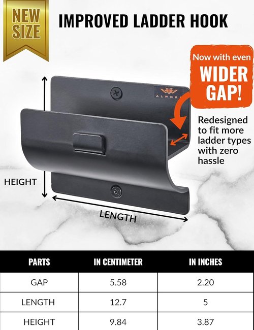 Heavy Duty Ladder Hook by [Brand Name] - Black Wall Mount Brackets for Garage Storage | Organize Tools & Folding Chairs