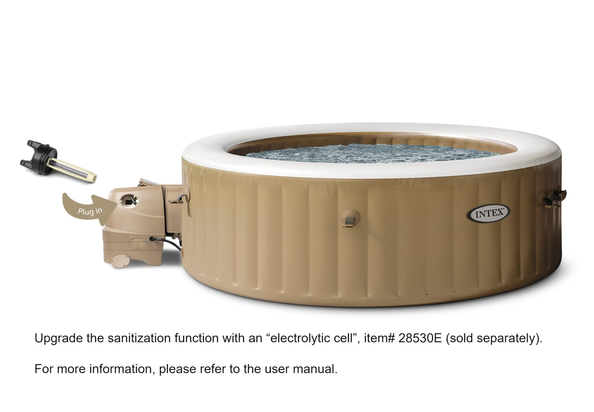 INTEX 28425EH PureSpa Bubble Massage Spa Set Outdoor Inflatable Portable Hot Tub, Includes Energy Efficient Spa Cover, Saltwater System Ready, 4 Person, 77in x 28in