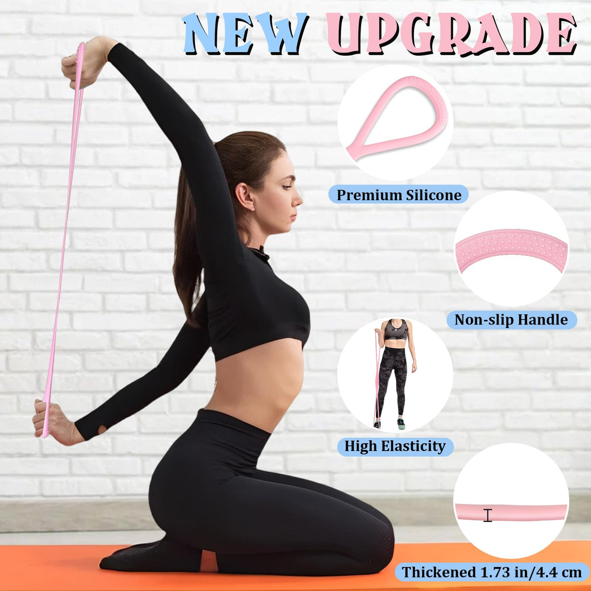 Plman 3PCS Figure 8 Resistance Bands for Women Men, Figure 8 Fitness Resistance Band, Resistance Bands with Handles, Exercise Equipment for Yoga, Pilates, Physical Therapy (15 lbs, 25 lbs, 35 lbs)