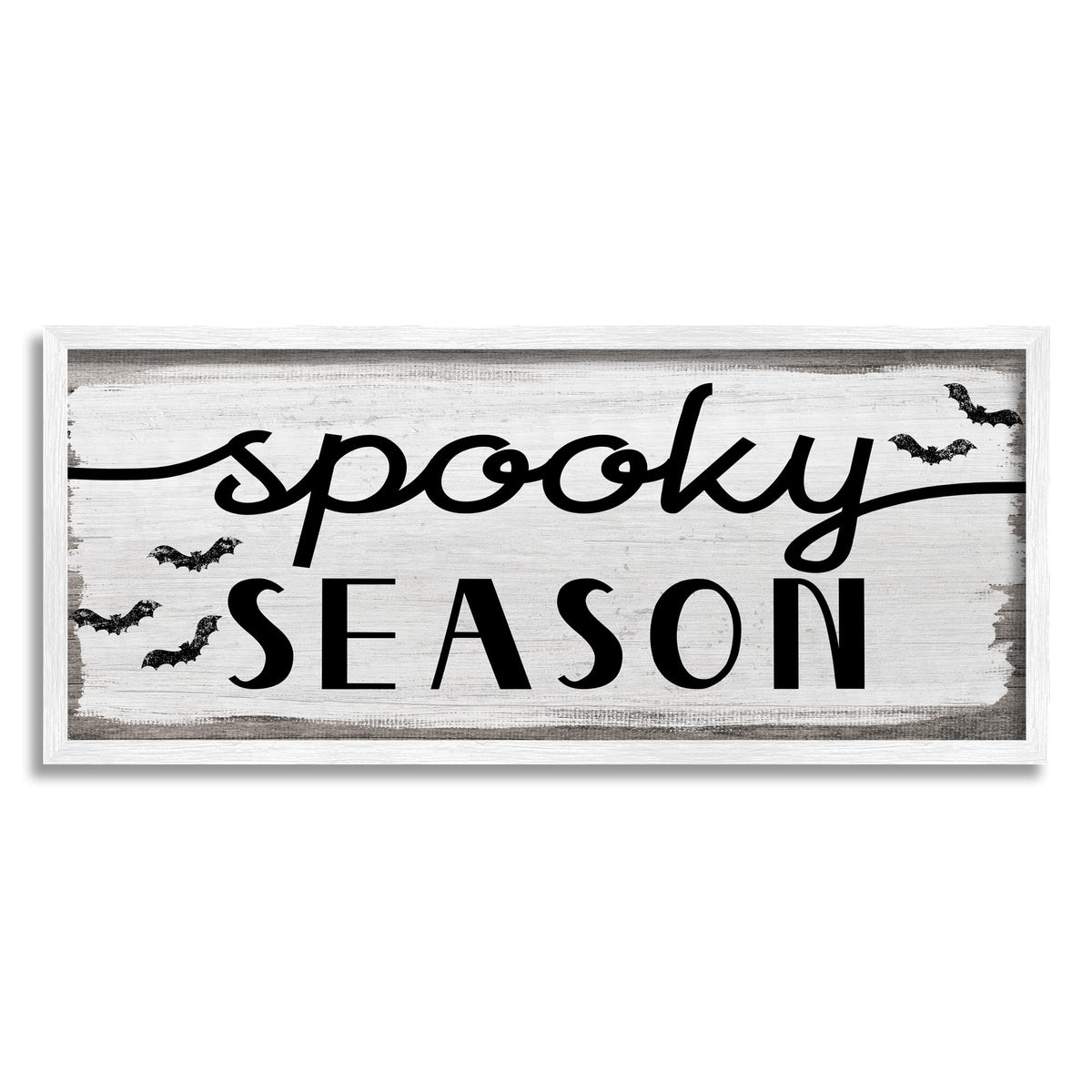 'Spooky Season Sign Black Bats Halloween Phrase'| Framed Giclee Art