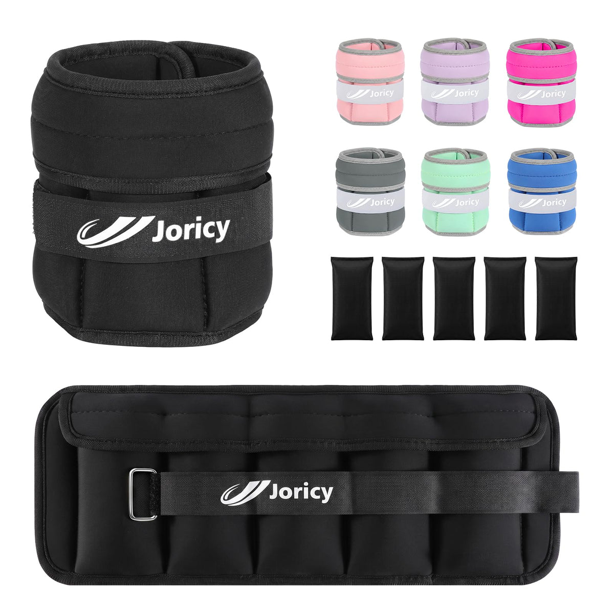 Adjustable Ankle Weights for Women Men 1-5 LBS 1 Pair Wrist Leg Arm Weights with Removable Weight, Strength Training Weight for Jogging, Walking, Running, Fitness, Gym Workout, Black