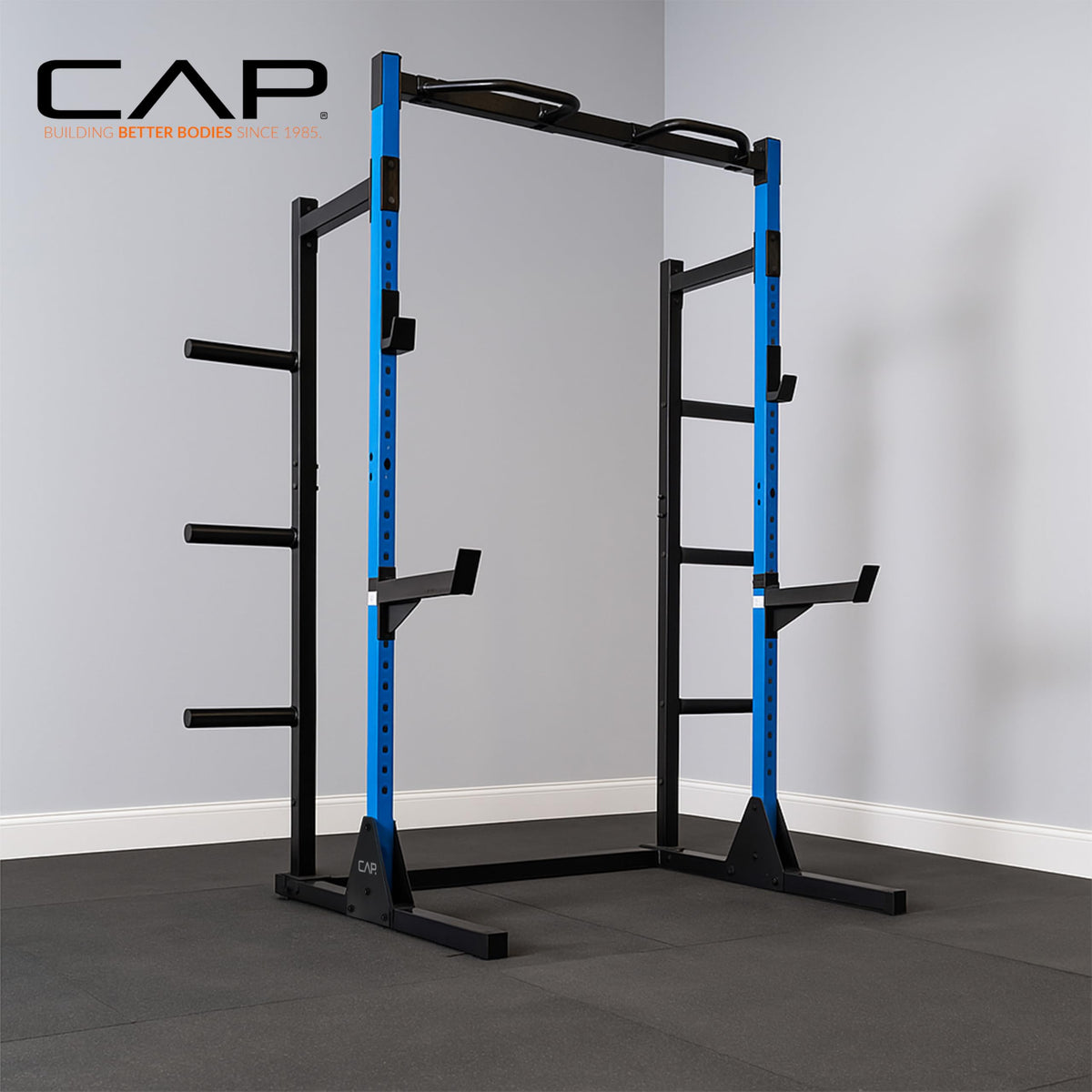 Cap Power Rack with Pull Up Bar & Attachments - Squat Rack & Strength Training Power Cage for Home Gym - Green