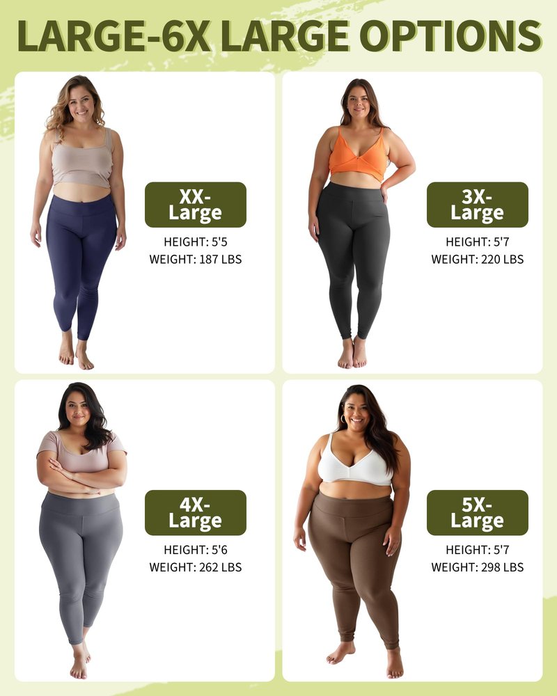 NexiEpoch Leggings for Women Plus Size-High Waisted L-XL-6XL Tummy Control Soft Yoga Pants for Workout Running